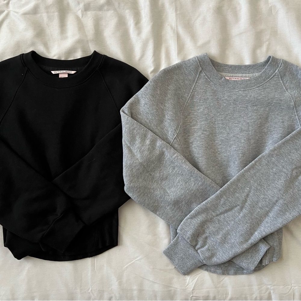 Black & Heather Gray Bundle - VS Cotton Fleece Corset Crewneck Sweatshirts